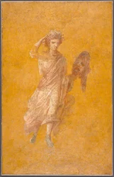 Wandfragment einer Muse, 1-75 n. Chr. (Gips und Pigment)